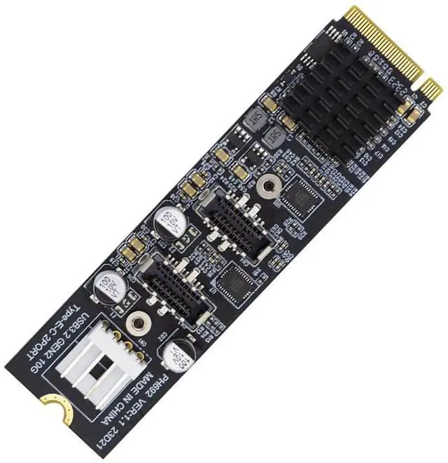 Main image of M.2 NGFF M-Key to Dual Type-E USB 3.1 Gen2 Adapter Card, 10Gbps Front Panel IDC Socket Expansion Card with ASM3142 Controller