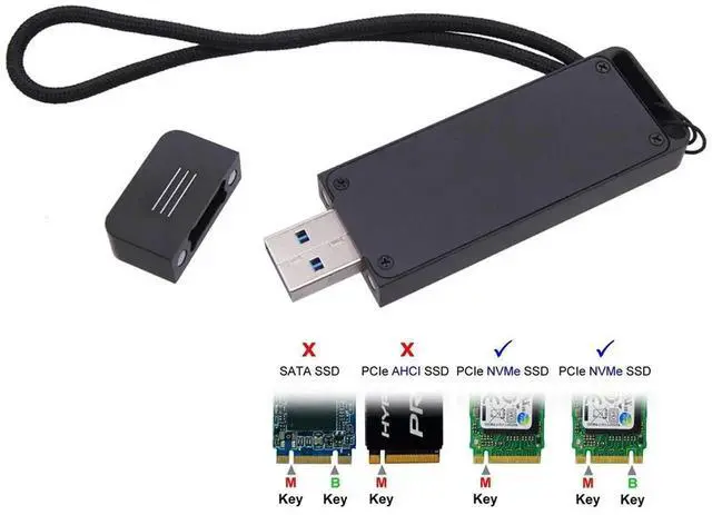 Alt view image 3 of 7 - USB 3.1 Gen2 10Gbps M.2 NVMe SSD Enclosure, Portable External Hard Drive Case for 2230/2242mm M-Key Solid State Drive