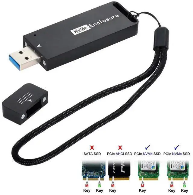 Alt view image 7 of 7 - USB 3.1 Gen2 10Gbps M.2 NVMe SSD Enclosure, Portable External Hard Drive Case for 2230/2242mm M-Key Solid State Drive