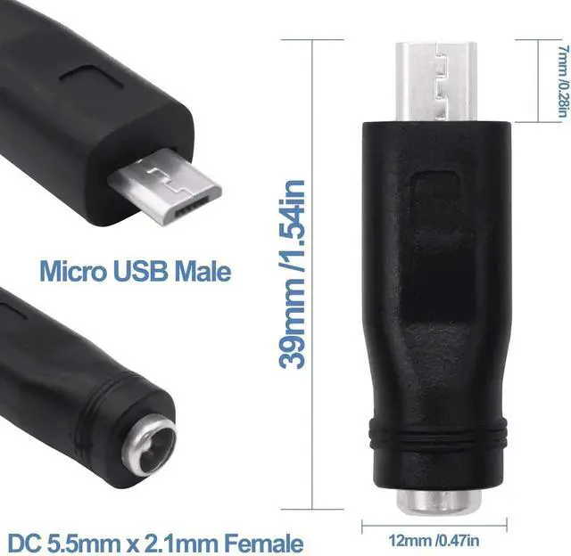 Alt view image 7 of 7 - 5Pcs DC 5.5x2.1mm Female to Micro USB Male Adapter, DC 5521 to Micro USB Power Charging Converter Connector for Laptop Tablet Smartphone
