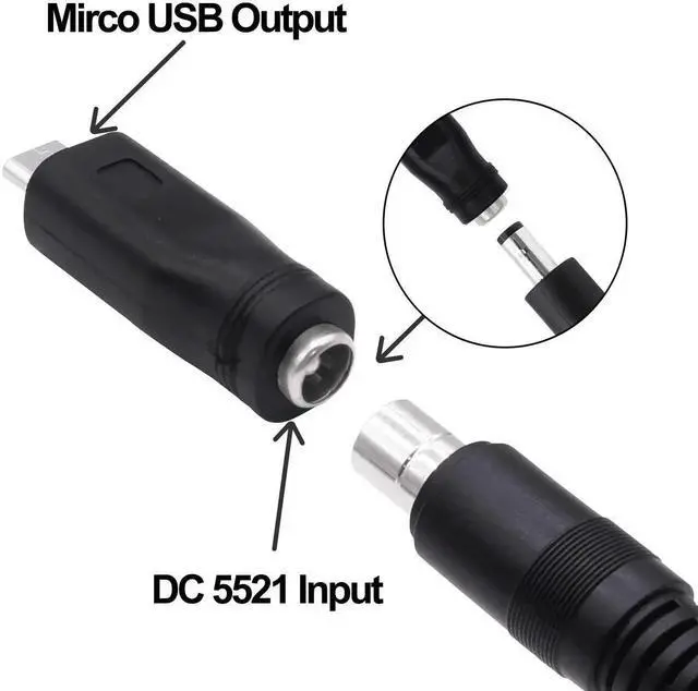 Alt view image 5 of 7 - 5Pcs DC 5.5x2.1mm Female to Micro USB Male Adapter, DC 5521 to Micro USB Power Charging Converter Connector for Laptop Tablet Smartphone