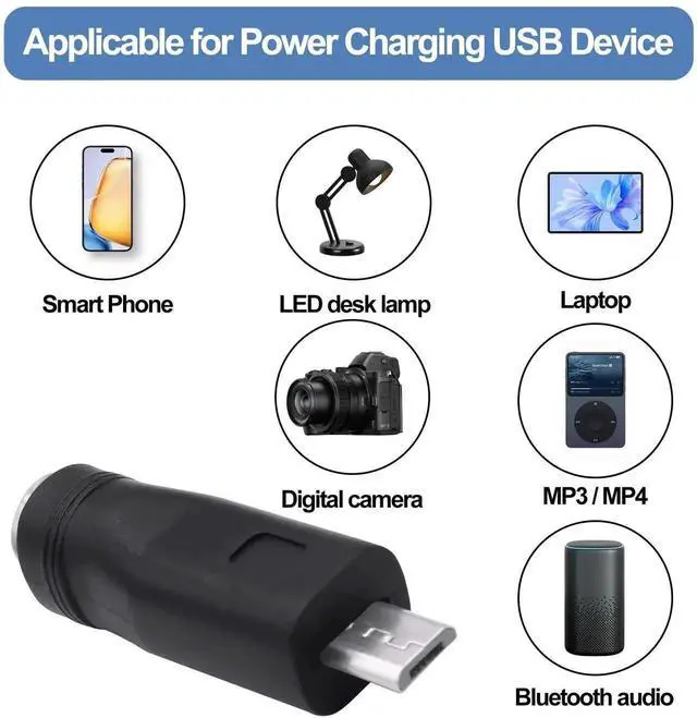 Alt view image 3 of 7 - 5Pcs DC 5.5x2.1mm Female to Micro USB Male Adapter, DC 5521 to Micro USB Power Charging Converter Connector for Laptop Tablet Smartphone