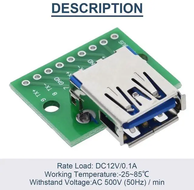 Alt view image 2 of 7 - 10 Pcs USB 3.0 Type-A Female to DIP Adapter 2.54mm 9 Pin Header Breakout Board Converter for DIY Power Supply Electronic Projects