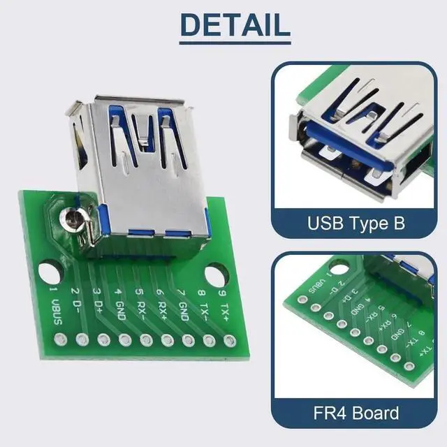 Alt view image 4 of 7 - 10 Pcs USB 3.0 Type-A Female to DIP Adapter 2.54mm 9 Pin Header Breakout Board Converter for DIY Power Supply Electronic Projects