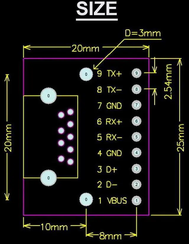 Alt view image 6 of 7 - 10 Pcs USB 3.0 Type-A Female to DIP Adapter 2.54mm 9 Pin Header Breakout Board Converter for DIY Power Supply Electronic Projects