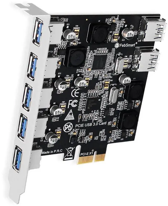 Main image of FS-U7-Pro 7-Port SuperSpeed 5Gbps USB 3.0 PCIE Expansion Card, FebSmart Self-Powered Tech No Extra Power Supply Needed, Compatible with Windows 11 10 8.x 7 Vista XP Desktop PC