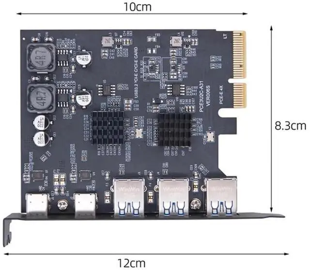 Alt view image 3 of 7 - 10Gbps PCI-E Express Expansion Card, 3 Type-A USB 3.0 + Dual USB 3.1 Type-C Back Panel Adapter, Built-in ASM3142 VL822 Controller Chip