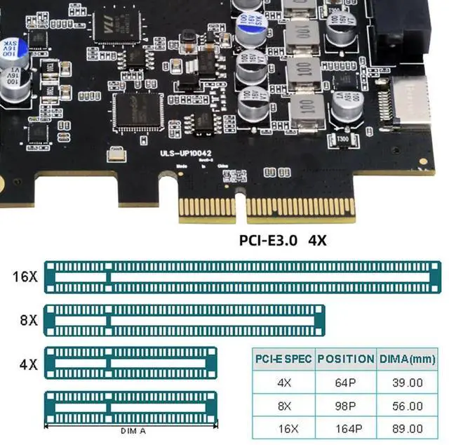 Alt view image 3 of 7 - 10Gbps PCI-E USB Expansion Card, Dual Type-C + Type-E USB 3.1 Front Panel Socket + USB3.0 19Pin/20Pin Header, ASM3142 VL822 Chipset PCIe Adapter