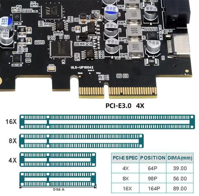 Alt view image 5 of 7 - PCI-E Express Card to Type-E USB 3.1 Front Panel Socket Adapter, ASM3142 VL822 Chip, USB3.0 19Pin 20Pin & Dual USB-C Type-C Expansion Card for Desktop Motherboard