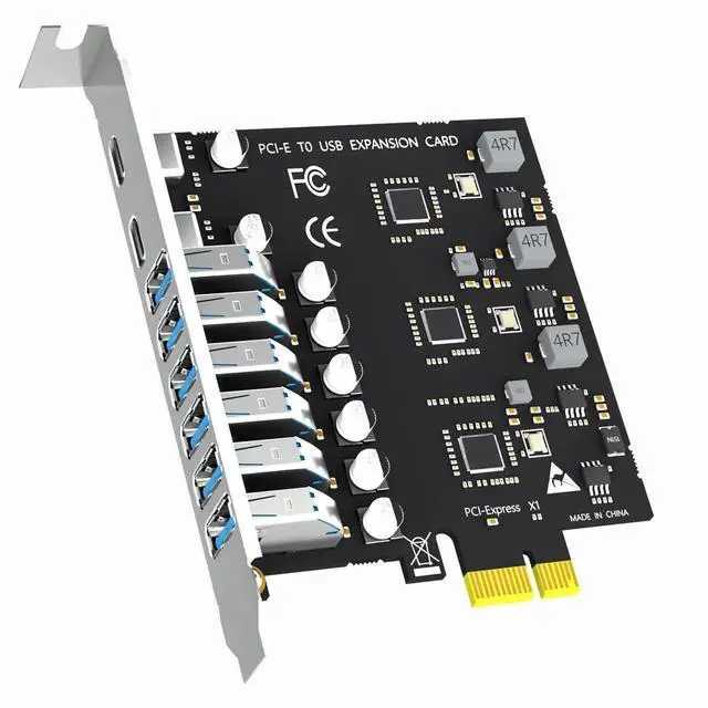 Main image of U6A2C 8-Port PCIe USB 3.0 Expansion Card, 2 Type-C + 6 Type-A 5Gbps Desktop PCI Express Card, Compatible with Intel AMD ARM Platform, Support Windows Linux Not Mac OS