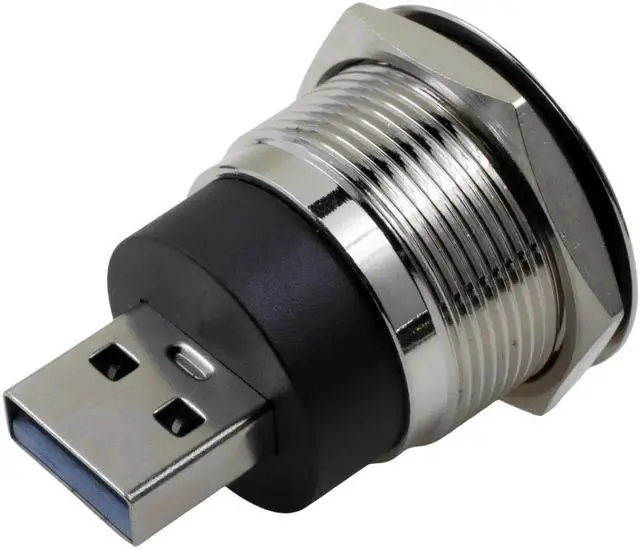 Alt view image 3 of 6 - USB 3.0 Male to Female Waterproof Panel Mount Adapter, 5Gbps Data Transfer & Charging, Threaded Round Socket with Nut Fixing, Dustproof Durable Connector 5-Pack Silver