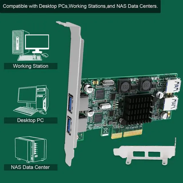 Alt view image 7 of 7 - 4-Port SuperSpeed 5Gbps PCIE USB 3.0 Expansion Card, FS-2C-U4-Pro with 2X Dedicated 5Gbps Channels 10Gbps Total Bandwidth, Built-in FebSmart Self-Powered Technology for Windows Linux Desktop PC