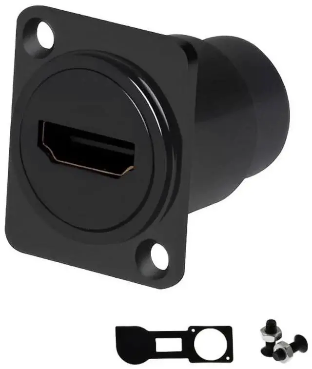 Main image of HDMI 4K@60Hz Panel Mount Connector with Waterproof Cover, Female to Female HDMI Coupler Adapter, Support 3D 4K, Suitable for Car Computer Blu-Ray HDTV Projectors