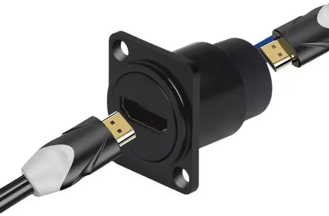 Alt view image 5 of 7 - HDMI 4K@60Hz Panel Mount Connector with Waterproof Cover, Female to Female HDMI Coupler Adapter, Support 3D 4K, Suitable for Car Computer Blu-Ray HDTV Projectors