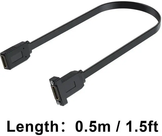 Alt view image 5 of 7 - 1.5ft Flat HDMI Extension Cable, 4K 18Gbps HDMI Female to Female Panel Mount Extender Cord Supports Ethernet 3D 4K HDTV Monitor