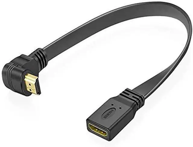 Alt view image 6 of 7 - 1FT 90 Degree Down Angle HDMI Extension Cable, High Speed Male to Female HDMI Extender Cord with Gold Plated Plugs for HDTV Monitor Projector