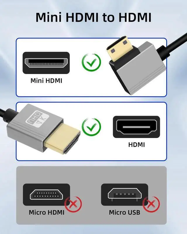 Alt view image 2 of 4 - 2.2FT 90 Degree Right Angle Mini HDMI to HDMI Spring Coiled Cable, HDMI 2.0 48Gbps 4K@120Hz High Speed Cord for Camera Camcorder HDTV Tablet