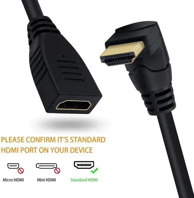 Alt view image 7 of 7 - 0.5FT 90 Degree Up Angle HDMI Extension Cable, HDMI 2.1 Male to Female Short Adapter, 48Gbps 8K@60Hz 3D HDR Compatible with TV Xbox PS4 PS5