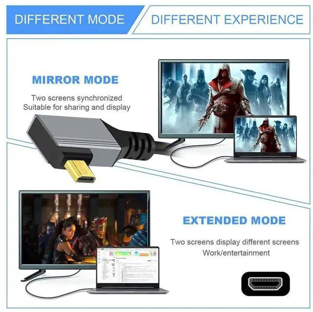 Alt view image 6 of 7 - 100cm 90 Degree Right Angled Coiled Micro HDMI 2.1 Cable, Type-D Micro HDMI Male to HDMI Male 8K@60Hz Stretch Spring Cord for Laptop Monitor HDTV Camera