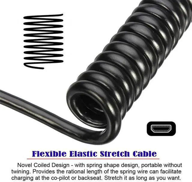 Alt view image 7 of 7 - 100cm 90 Degree Right Angled Coiled Micro HDMI 2.1 Cable, Type-D Micro HDMI Male to HDMI Male 8K@60Hz Stretch Spring Cord for Laptop Monitor HDTV Camera