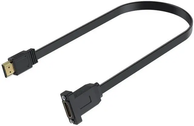 Main image of 1.5ft Flat HDMI 2.0 Extension Cable, 18Gbps High Speed Male to Female Panel Mount HDMI Cord with Screw Hole, Support Ethernet 4K@60Hz 3D 2160p Compatible with UHD TV PS3 PS4