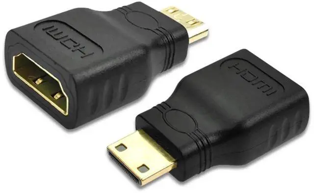 Main image of 2 Pack Gold Plated Mini HDMI Male to Standard HDMI Female Adapter, 4K 3D 1080P Full HD Connector Compatible with Camera Tablet Video Card