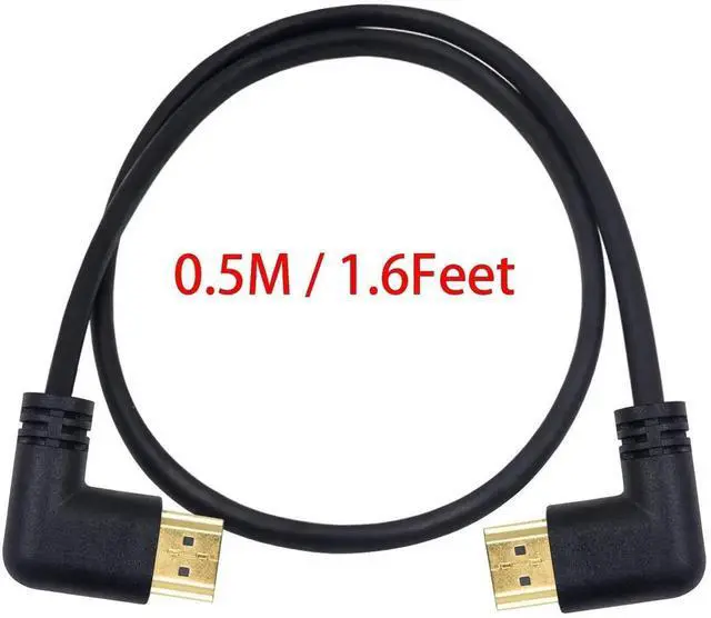 Alt view image 6 of 7 - 90 Degree HDMI 2.0 Male to Male Cable, 1.5Ft/50cm Gold Plated 4K@60Hz High Speed HDMI Cord, Left & Right Angle Design for HDTV Monitor Laptop