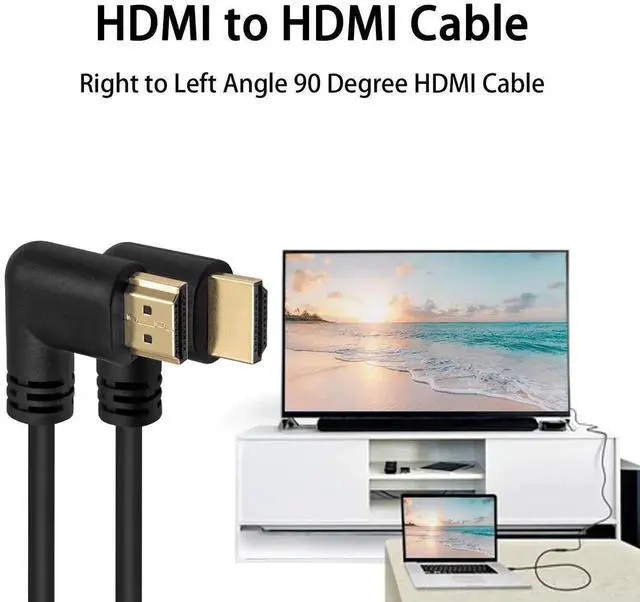 Alt view image 7 of 7 - 90 Degree HDMI 2.0 Male to Male Cable, 1.5Ft/50cm Gold Plated 4K@60Hz High Speed HDMI Cord, Left & Right Angle Design for HDTV Monitor Laptop