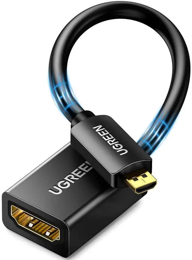Main image of UGREEN Micro HDMI to HDMI Adapter Cable, Male to Female HDMI 2.0 4K@60Hz HDR 3D 18Gbps High Speed Cord 0.6FT Compatible with Raspberry Pi 5 Pi 4 Pi 500 GoPro Hero 7 6 Retroid Pocket 3+