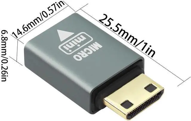 Alt view image 2 of 6 - Micro HDMI Female to Mini HDMI Male Adapter, Gold Plated HDMI Mini Extender Converter Support 4K 3D@60Hz