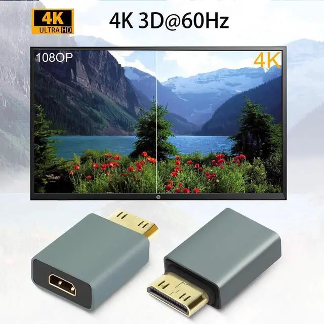 Alt view image 5 of 6 - Micro HDMI Female to Mini HDMI Male Adapter, Gold Plated HDMI Mini Extender Converter Support 4K 3D@60Hz