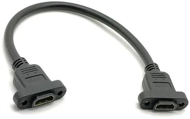 Alt view image 6 of 7 - HDMI Female to Female Panel Mount Adapter Cable, High Speed HDMI Extension Cord with Ethernet 28AWG Screw Fixed Design 30CM