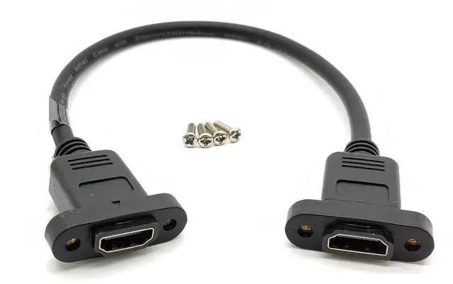 Alt view image 7 of 7 - HDMI Female to Female Panel Mount Adapter Cable, High Speed HDMI Extension Cord with Ethernet 28AWG Screw Fixed Design 30CM