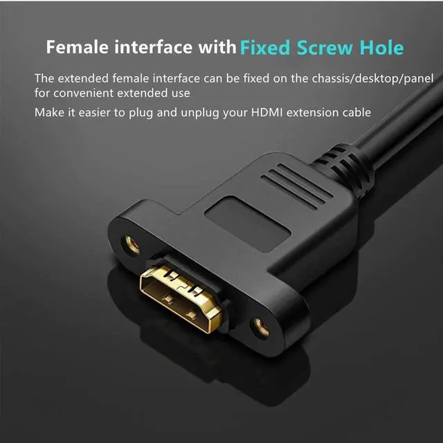 Alt view image 3 of 7 - Panel Mount HDMI Female to Micro HDMI Male Extension Cable, 30CM Gold-Plated Fully Shielded Adapter Cord with Fixed Screw Hole for Digital Cameras