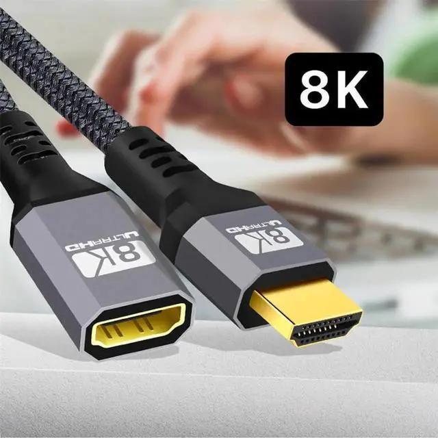 Alt view image 5 of 7 - HDMI 2.1 Extension Cable Male to Female, 0.3M Black Ultra HD 8K@60Hz 4K@120Hz 48Gbps 3D Audio HDMI Extension Cord