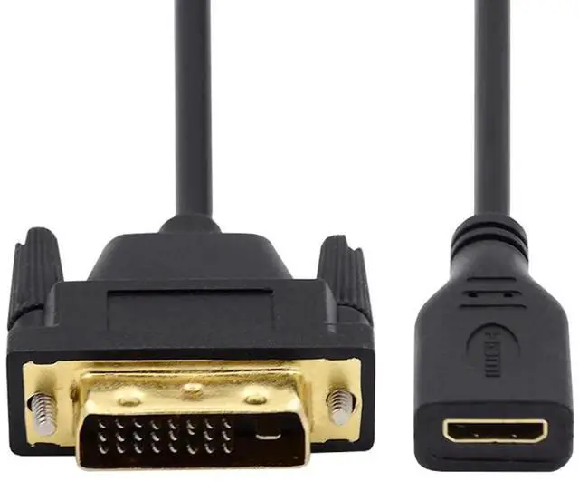 Main image of 20cm Mini HDMI 1.4 Type-C to DVI 24+1 Cable, 4K Male to Female Extension Cord Black Compatible with Computer HDTV Graphics Card UHD