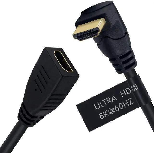 Alt view image 7 of 7 - 2FT 8K HDMI 2.1 Extension Cable, 90 Degree Up Angle 48Gbps Ultra High Speed HDMI Extender Cord Support 8K@60Hz 4K@120Hz 3D Ultra HDR for HDTV Monitor Projector