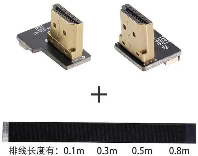 Alt view image 3 of 7 - 50cm CYFPV Dual 90 Degree Right-Up Angled HDMI Type A Male to Male FPC Flat Cable for FPV HDTV Multicopter Aerial Photography