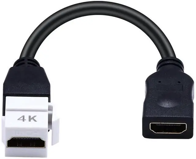 Main image of 8 Inch HDMI Keystone Jack Pigtail Cable, 4K@60Hz 3D Female to Female HDMI Wall Plate Snap-in Video Extension Cord