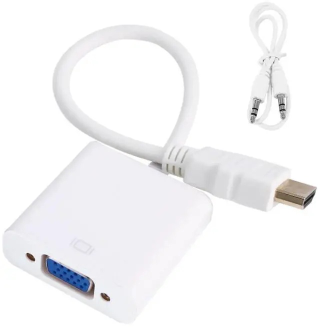 Alt view image 6 of 7 - 20CM White HDMI to VGA Conversion Cable with EP94Z1E Chip, HDMI to VGA Adapter Cord with Audio Port Compatible with Laptop Display Projector DVD