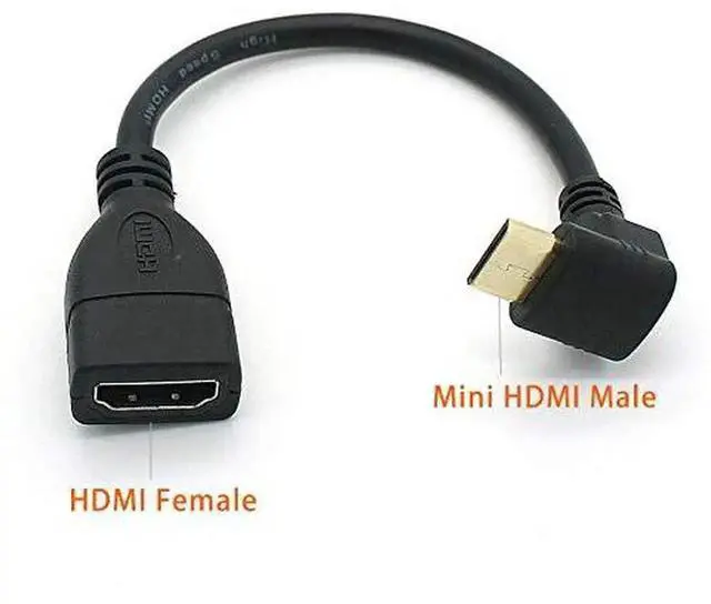 Alt view image 3 of 7 - 15CM 90 Degree Upward Right Angle Mini HDMI Adapter, Mini HDMI Male to HDMI Female Cable Connector Support 1080P Full HD 3D