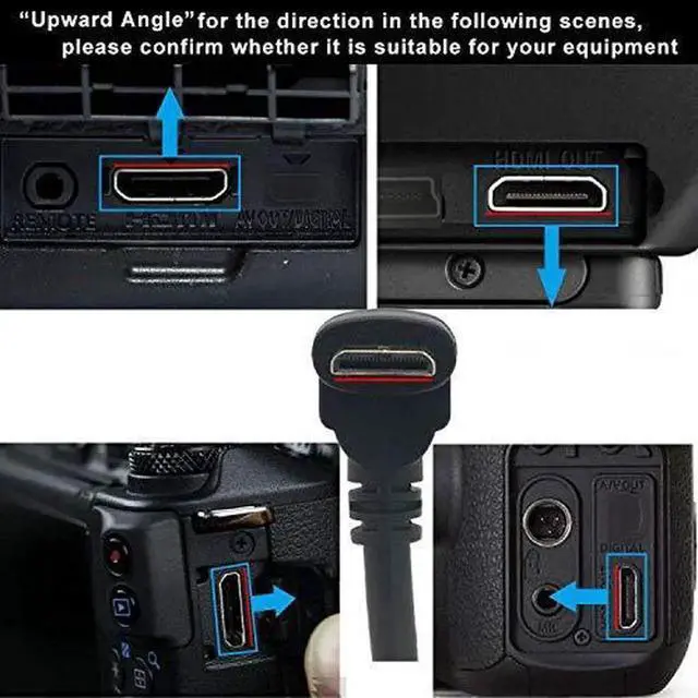 Alt view image 2 of 7 - 15CM 90 Degree Upward Right Angle Mini HDMI Adapter, Mini HDMI Male to HDMI Female Cable Connector Support 1080P Full HD 3D