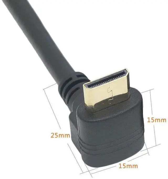 Alt view image 4 of 7 - 15CM 90 Degree Upward Right Angle Mini HDMI Adapter, Mini HDMI Male to HDMI Female Cable Connector Support 1080P Full HD 3D