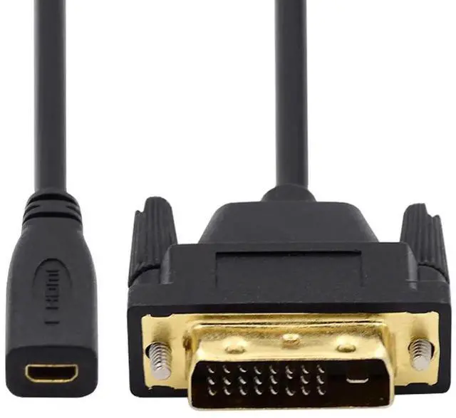 Main image of 20cm Micro HDMI 1.4 Type-D to DVI 24+1 Cable, 4K UHD Male to Female Extension Cord Black for HDTV Graphics Card