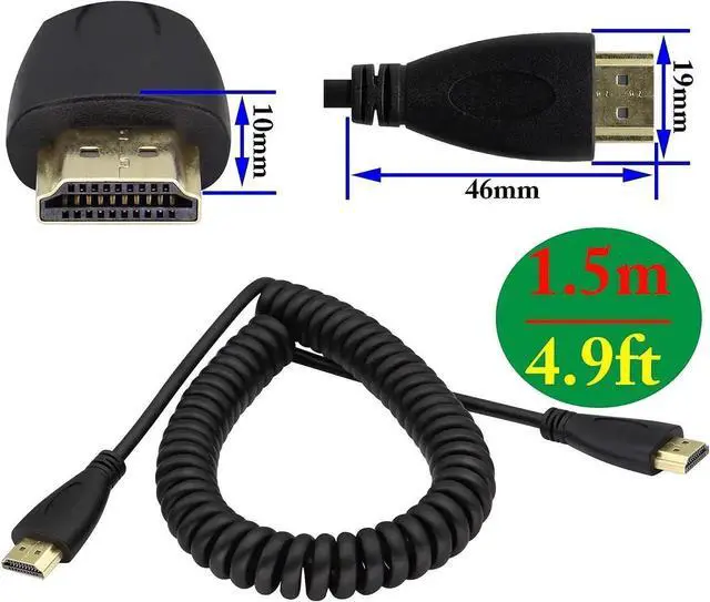 Alt view image 6 of 7 - 2M 4K HDMI Spring Cable, 1080P High Definition Male to Male Retractable Coiled HDMI Cord Compatible with LCD TV Projector Set-top Box Xbox