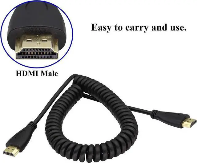 Alt view image 2 of 7 - 2M 4K HDMI Spring Cable, 1080P High Definition Male to Male Retractable Coiled HDMI Cord Compatible with LCD TV Projector Set-top Box Xbox