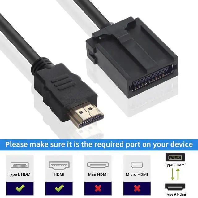 Alt view image 3 of 7 - 5ft/1.5m HDMI 1.4 Type E to Standard HDMI Male to Male Cable, Automotive Grade HDMI Type E Connector Video Audio Cord for Automotive Connection System