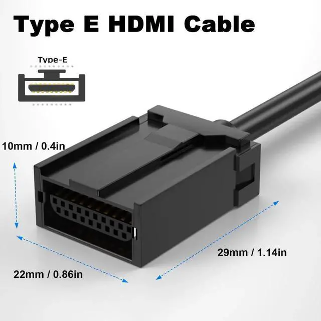 Alt view image 5 of 7 - 5ft/1.5m HDMI 1.4 Type E to Standard HDMI Male to Male Cable, Automotive Grade HDMI Type E Connector Video Audio Cord for Automotive Connection System