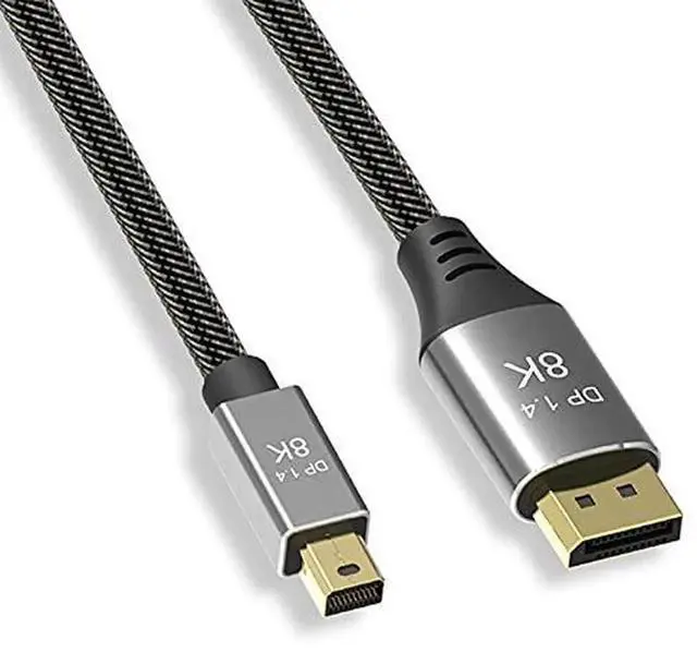 Alt view image 2 of 7 - 2.0M Mini DP to DisplayPort 1.4 Cable, Ultra HD 8K@60Hz 4K@144Hz Bi-Directional UHD Video Cord for PC Laptop Monitor TV