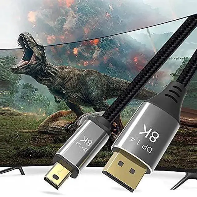 Alt view image 7 of 7 - 2.0M Mini DP to DisplayPort 1.4 Cable, Ultra HD 8K@60Hz 4K@144Hz Bi-Directional UHD Video Cord for PC Laptop Monitor TV